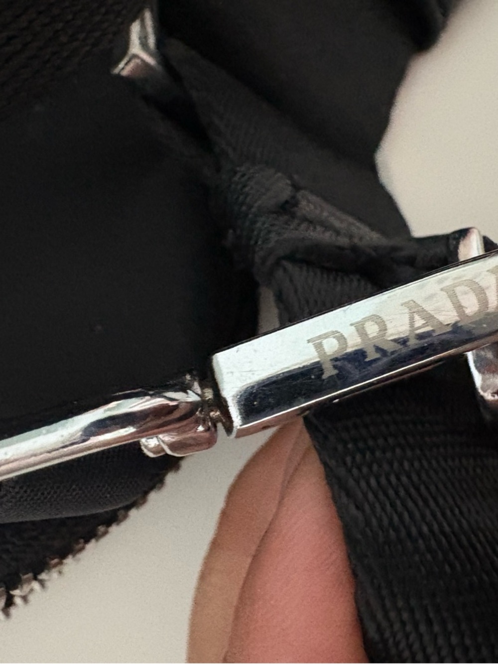 Prada Black Nylon Strap Shoulder Bag with Silver Hardware - Picture 3 of 9